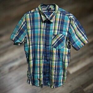 LRG Lifted Research Group Short Sleeve Plaid Button-Up XL Shirt Multicolor - VTG